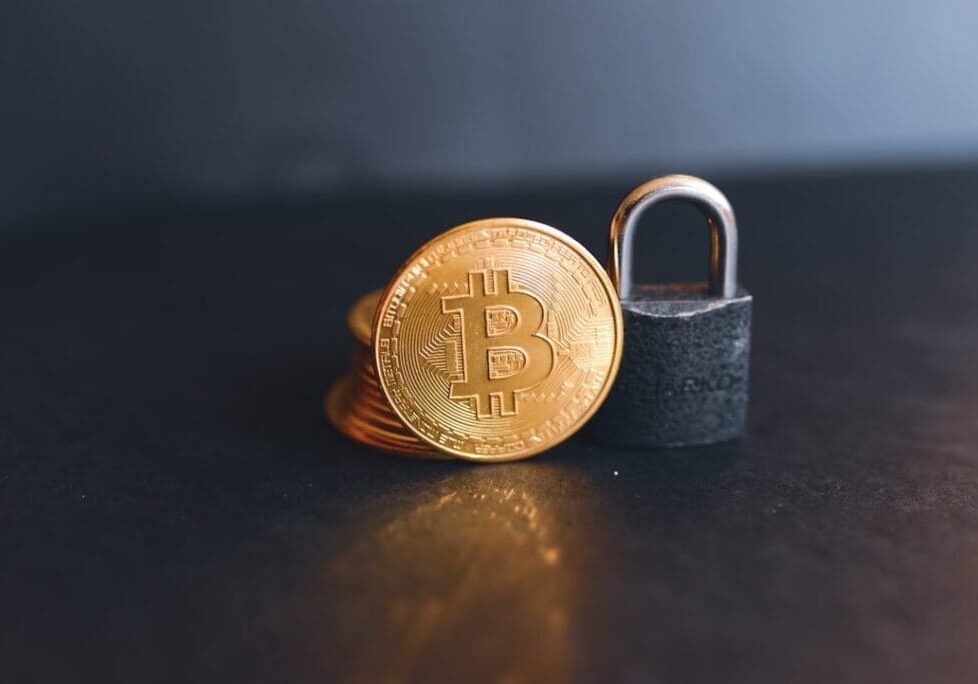 Bitcoin security with padlock concept