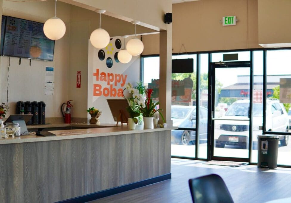 Happy Boba cafe interior with counter